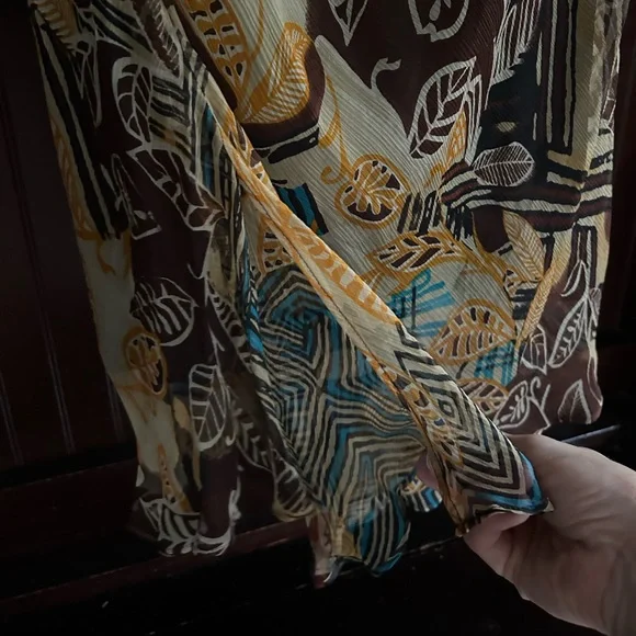 Y2K DSTUDIO 100% Silk Fairy Grunge Slip Dress Abstract Geo Indie Boho | Size 10 - Picture 9 of 14